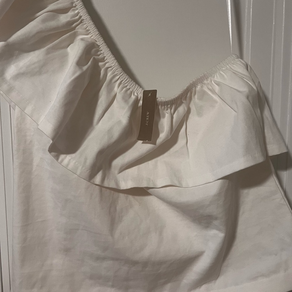 White NWT jCrew one shoulder crop top
